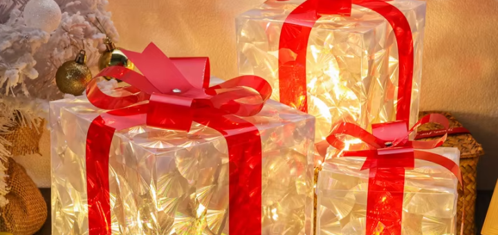 Новогодняя светящаяся коробка